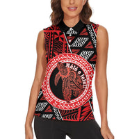 Personalised Tonga Language Week Women Sleeveless Polo Shirt Heilala Turtle Malo E Lelei