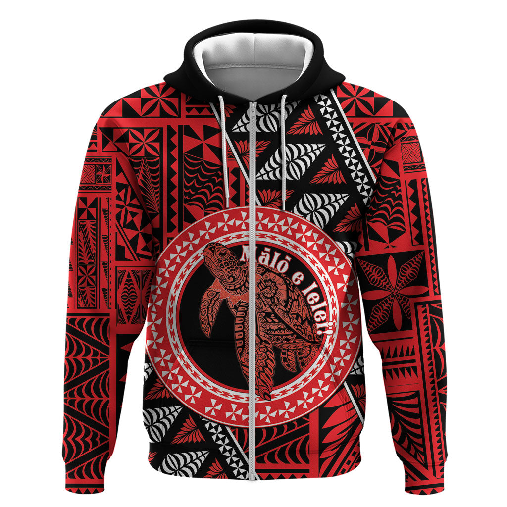 Personalised Tonga Language Week Zip Hoodie Heilala Turtle Malo E Lelei LT22 Zip Hoodie Red - Polynesian Pride