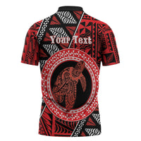 Personalised Tonga Language Week Zipper Polo Shirt Heilala Turtle Malo E Lelei