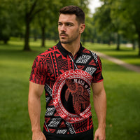 Personalised Tonga Language Week Zipper Polo Shirt Heilala Turtle Malo E Lelei