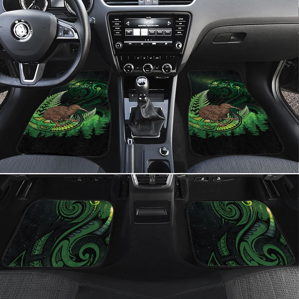Kiwi New Zealand Personalised Car Mats Aotearoa Map Silver Fern Koru Pattern