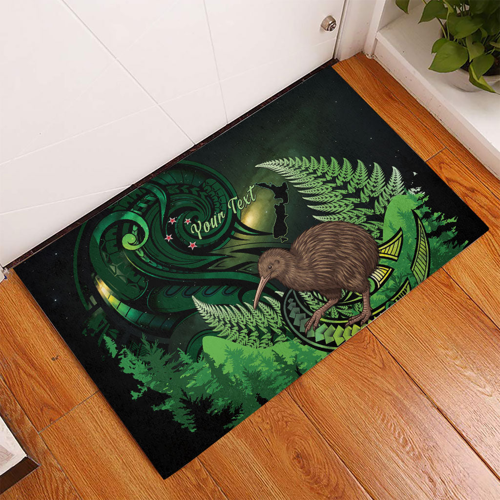 Kiwi New Zealand Personalised Rubber Doormat Aotearoa Map Silver Fern Koru Pattern LT22 - Polynesian Pride