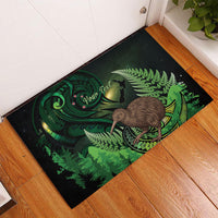 Kiwi New Zealand Personalised Rubber Doormat Aotearoa Map Silver Fern Koru Pattern LT22 - Polynesian Pride