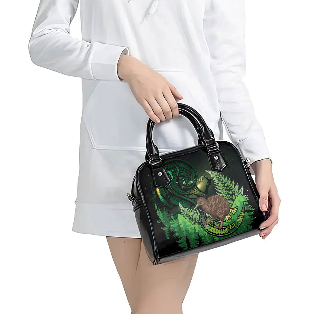 Kiwi New Zealand Personalised Shoulder Handbag Aotearoa Map Silver Fern Koru Pattern LT22 - Polynesian Pride
