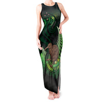 Kiwi New Zealand Personalised Tank Maxi Dress Aotearoa Map Silver Fern Koru Pattern