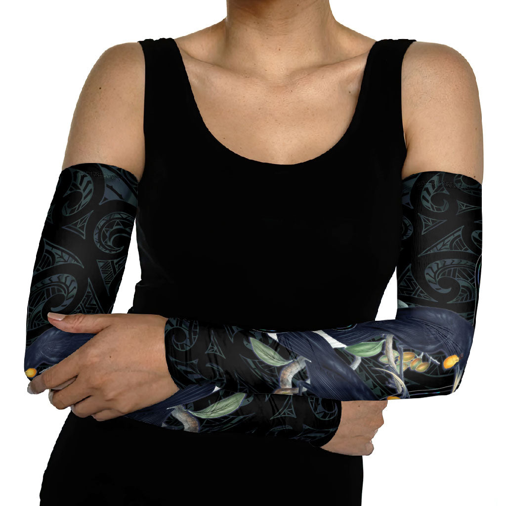New Zealand Huia Bird Arm Sleeves Paua Shell Maori Pattern