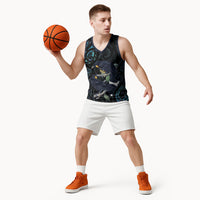 New Zealand Huia Bird Basketball Jersey Paua Shell Maori Pattern