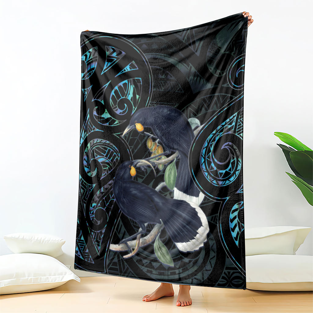 New Zealand Huia Bird Blanket Paua Shell Maori Pattern