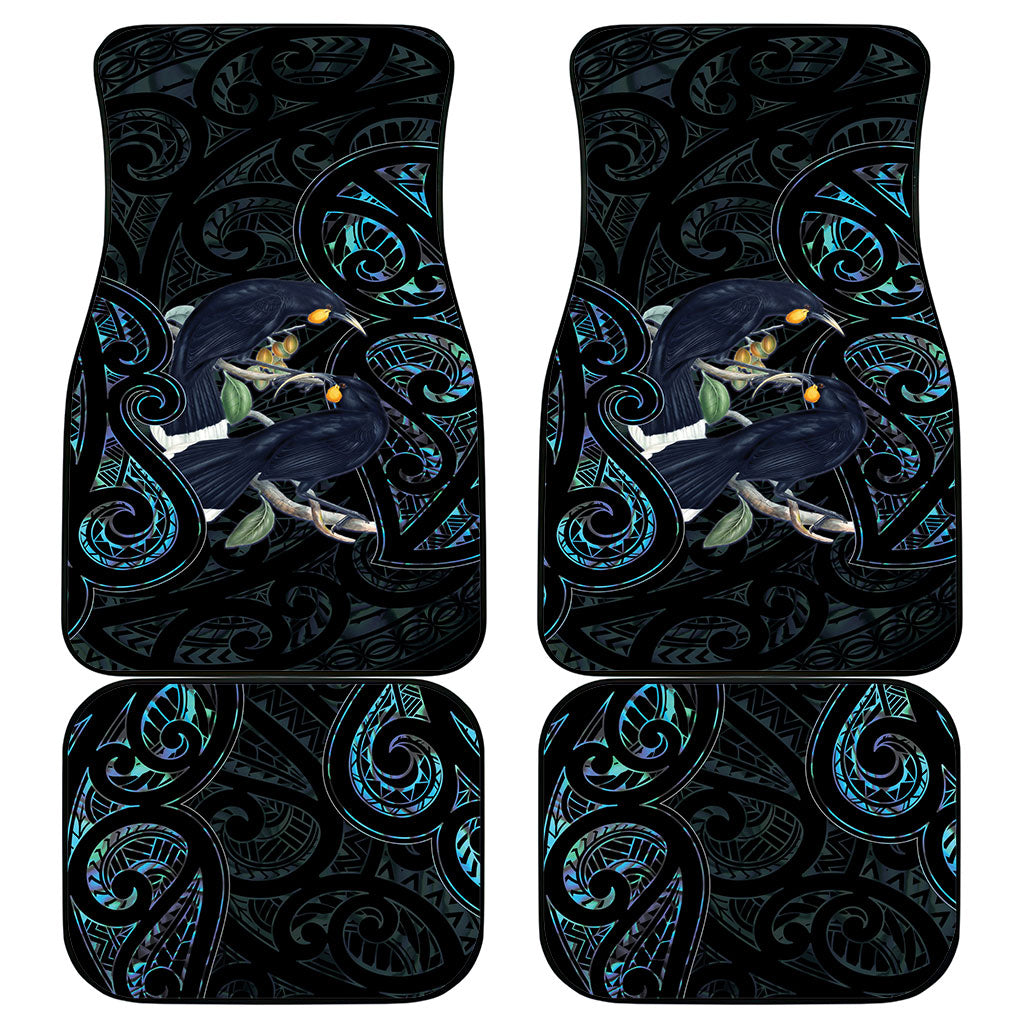 New Zealand Huia Bird Car Mats Paua Shell Maori Pattern