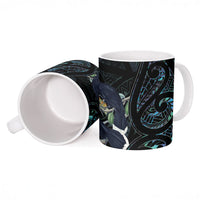 New Zealand Huia Bird Ceramic Mug Paua Shell Maori Pattern
