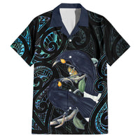 New Zealand Huia Bird Family Matching Puletasi and Hawaiian Shirt Paua Shell Maori Pattern