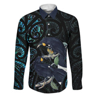 New Zealand Huia Bird Family Matching Puletasi and Hawaiian Shirt Paua Shell Maori Pattern