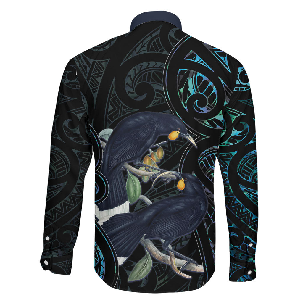New Zealand Huia Bird Family Matching Puletasi and Hawaiian Shirt Paua Shell Maori Pattern