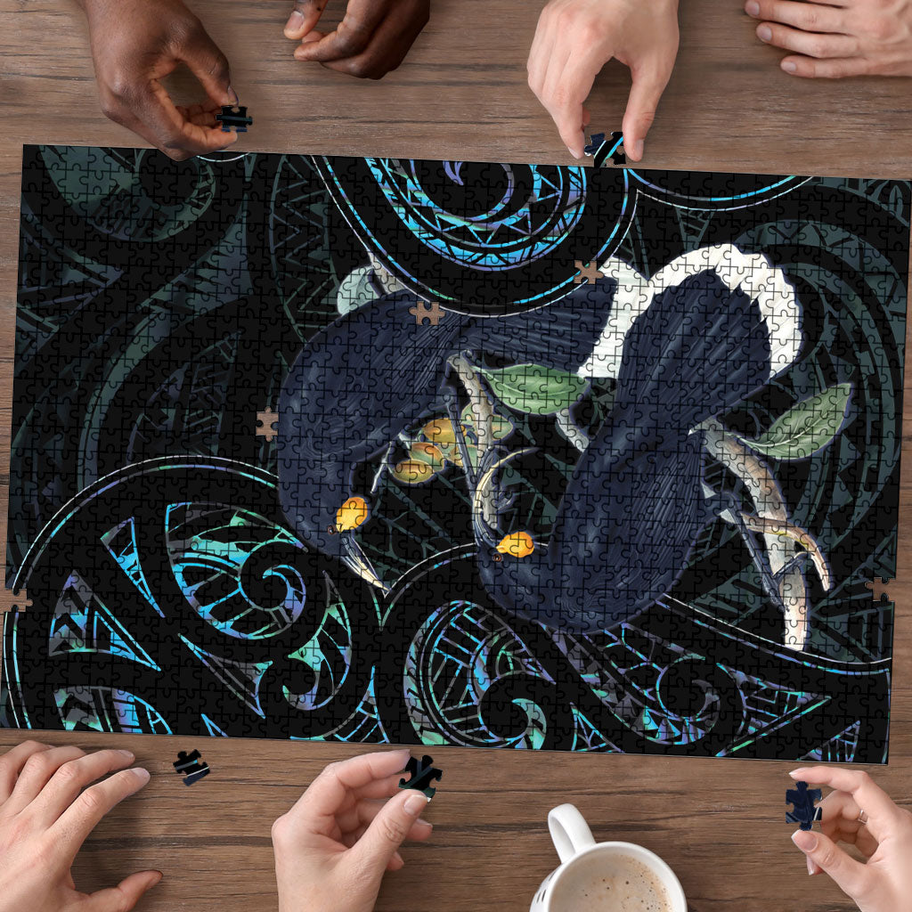 New Zealand Huia Bird Puzzle Paua Shell Maori Pattern