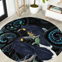 New Zealand Huia Bird Round Carpet Paua Shell Maori Pattern