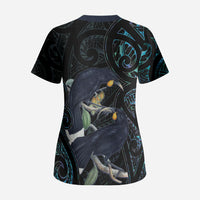New Zealand Huia Bird Scrub Top Paua Shell Maori Pattern