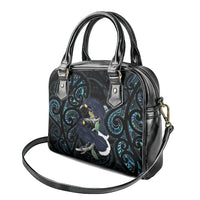 New Zealand Huia Bird Shoulder Handbag Paua Shell Maori Pattern