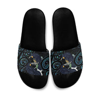 New Zealand Huia Bird Slide Sandals Paua Shell Maori Pattern