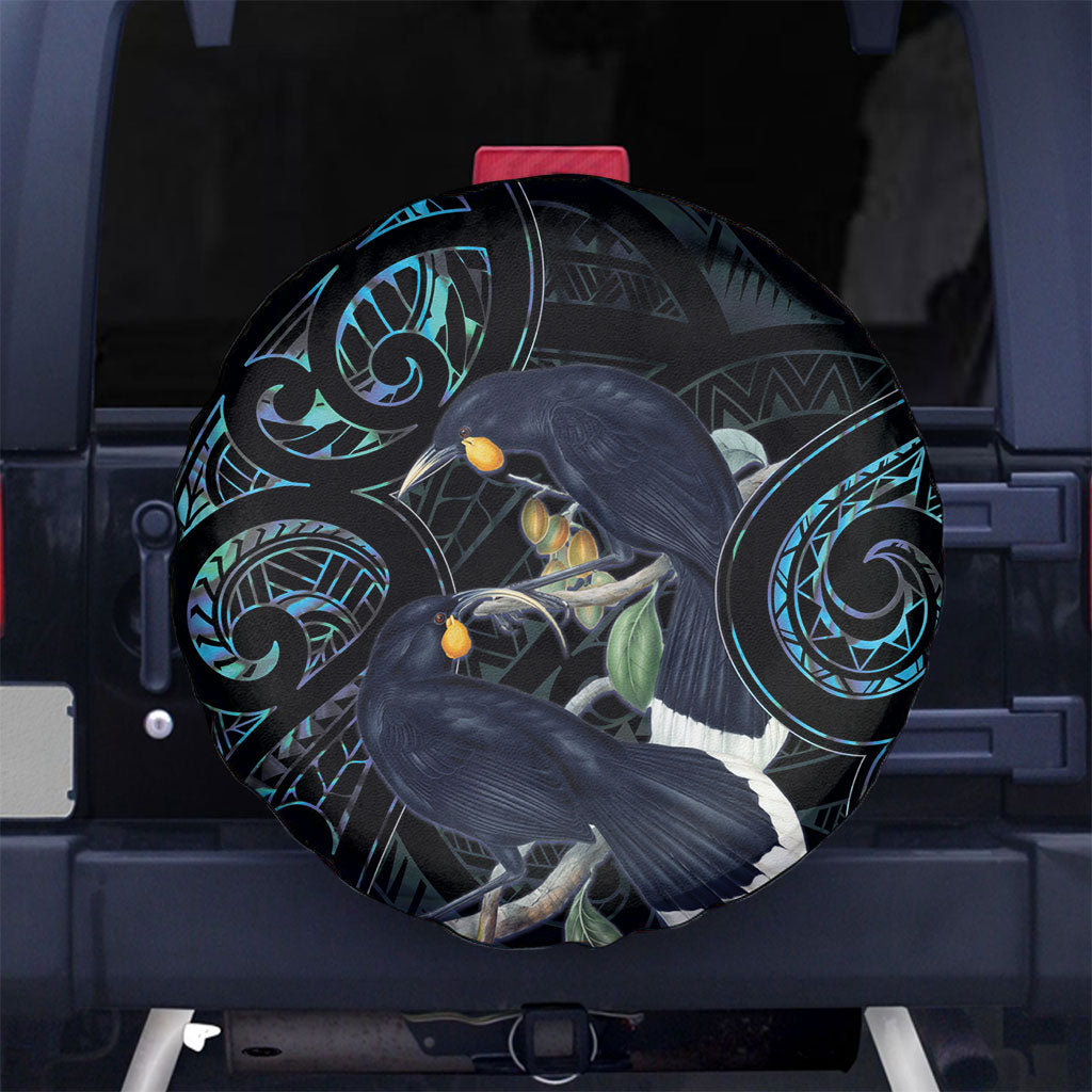 New Zealand Huia Bird Spare Tire Cover Paua Shell Maori Pattern