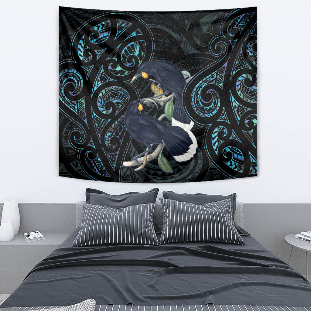 New Zealand Huia Bird Tapestry Paua Shell Maori Pattern