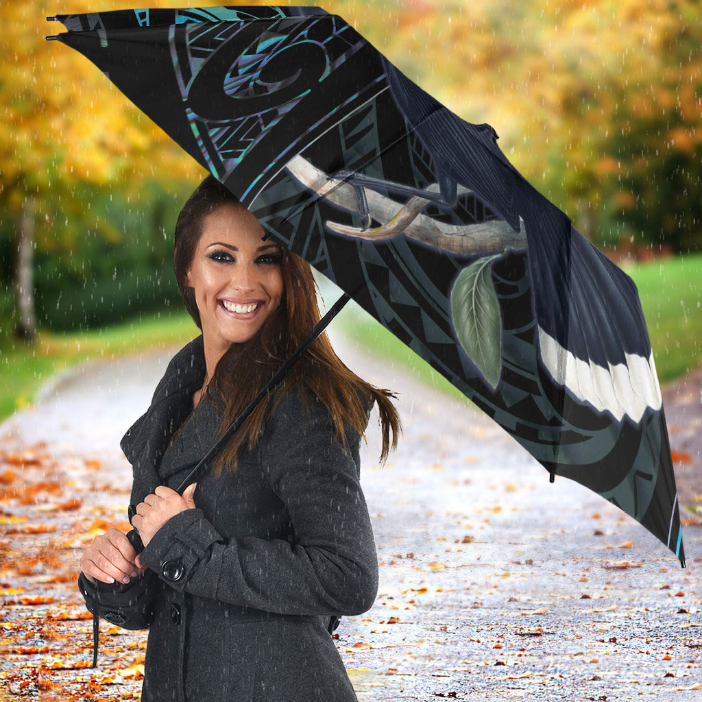 New Zealand Huia Bird Umbrella Paua Shell Maori Pattern
