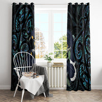 New Zealand Huia Bird Window Curtain Paua Shell Maori Pattern