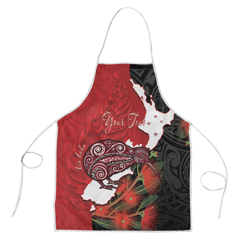 Kiwi New Zealand Personalised Apron NZ Map Pohutukawa Fern Maori Pattern