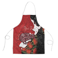 Kiwi New Zealand Personalised Apron NZ Map Pohutukawa Fern Maori Pattern