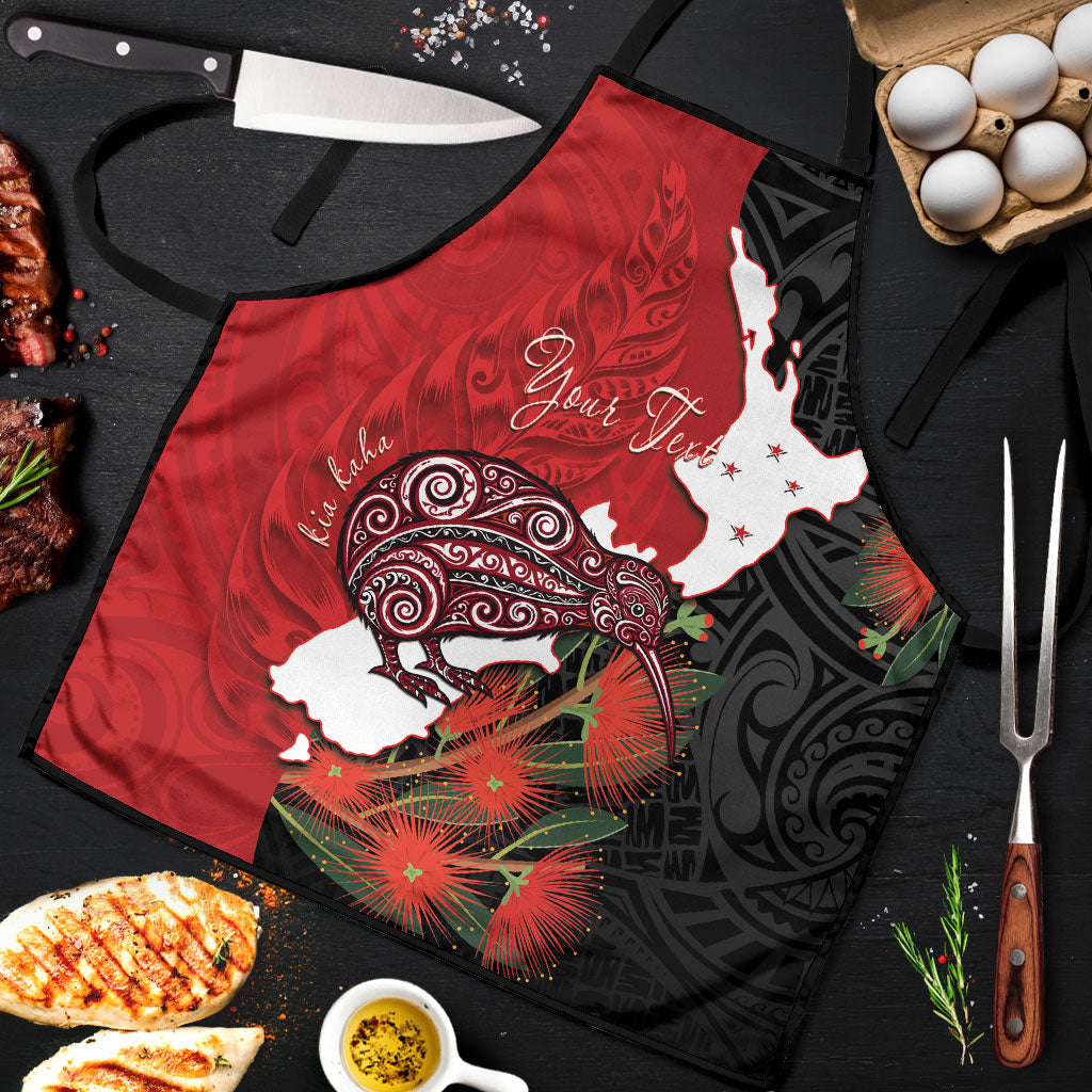 Kiwi New Zealand Personalised Apron NZ Map Pohutukawa Fern Maori Pattern