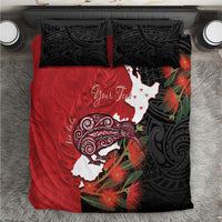 Kiwi New Zealand Personalised Bedding Set NZ Map Pohutukawa Fern Maori Pattern