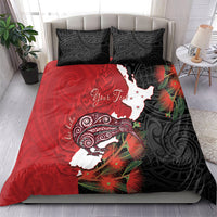 Kiwi New Zealand Personalised Bedding Set NZ Map Pohutukawa Fern Maori Pattern