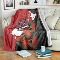 Kiwi New Zealand Personalised Blanket NZ Map Pohutukawa Fern Maori Pattern