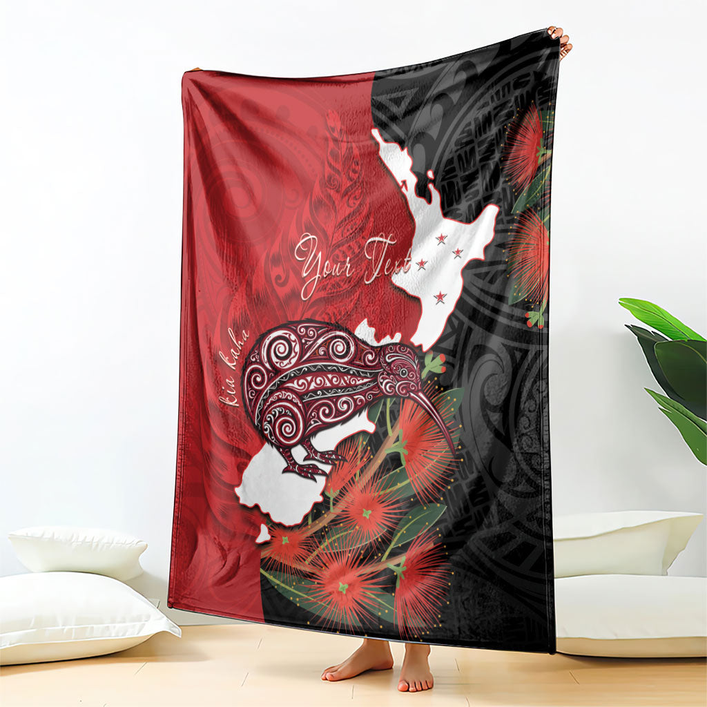 Kiwi New Zealand Personalised Blanket NZ Map Pohutukawa Fern Maori Pattern