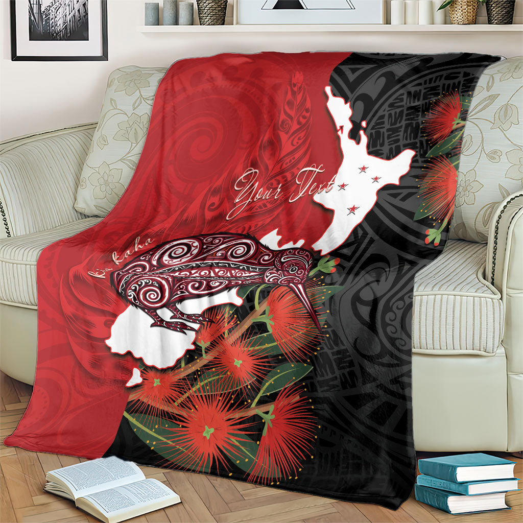 Kiwi New Zealand Personalised Blanket NZ Map Pohutukawa Fern Maori Pattern