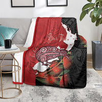 Kiwi New Zealand Personalised Blanket NZ Map Pohutukawa Fern Maori Pattern