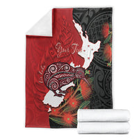 Kiwi New Zealand Personalised Blanket NZ Map Pohutukawa Fern Maori Pattern