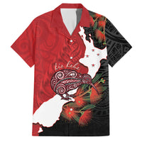 Kiwi New Zealand Personalised Family Matching Off Shoulder Short Dress and Hawaiian Shirt NZ Map Pohutukawa Fern Maori Pattern