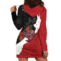 Kiwi New Zealand Personalised Hoodie Dress NZ Map Pohutukawa Fern Maori Pattern