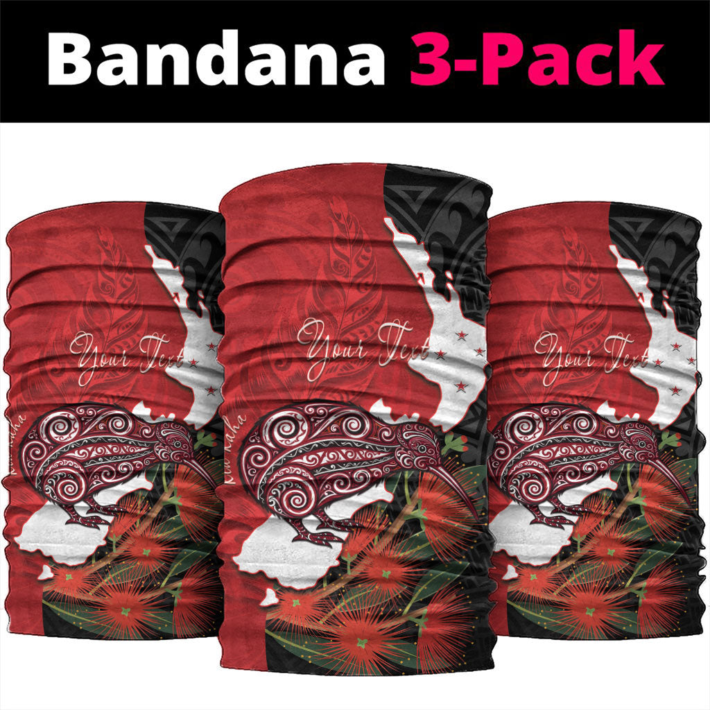 Kiwi New Zealand Personalised Neck Gaiter NZ Map Pohutukawa Fern Maori Pattern