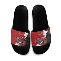 Kiwi New Zealand Personalised Slide Sandals NZ Map Pohutukawa Fern Maori Pattern