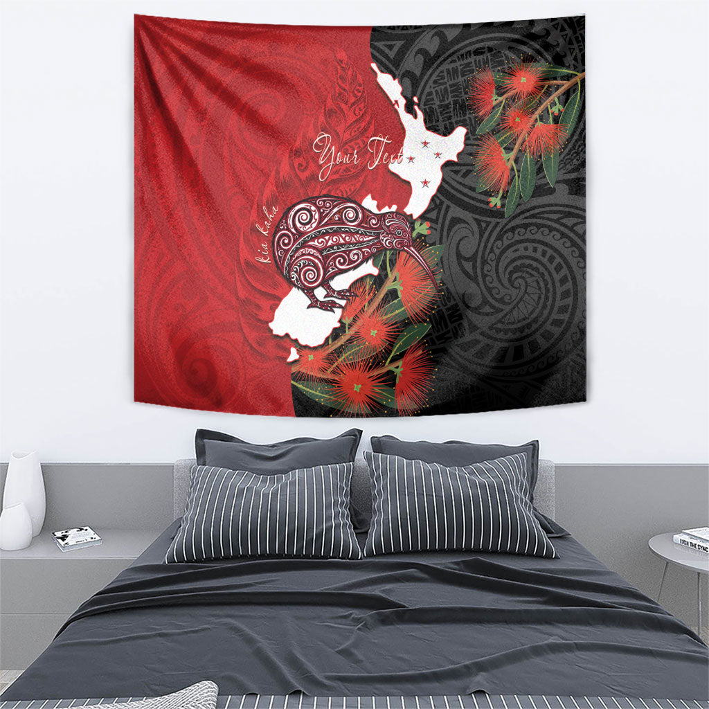 Kiwi New Zealand Personalised Tapestry NZ Map Pohutukawa Fern Maori Pattern LT22 - Polynesian Pride