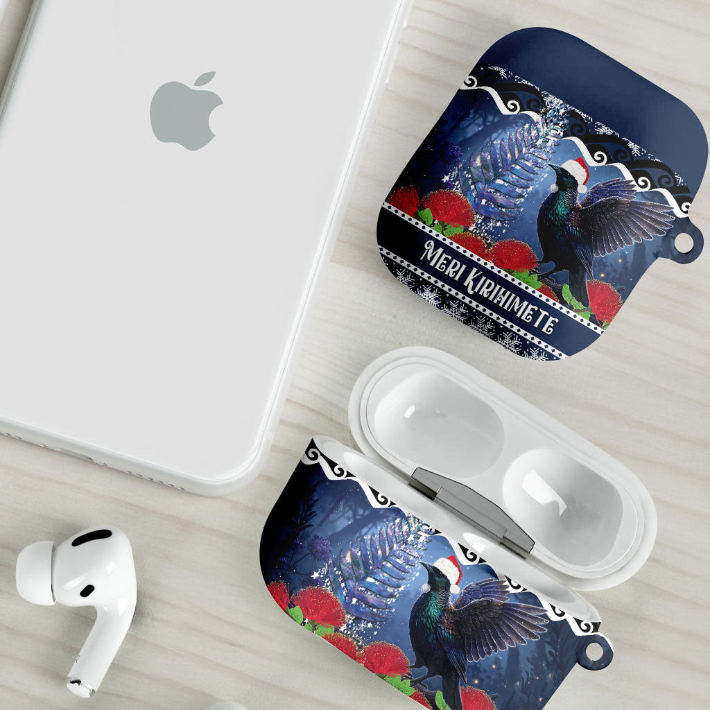 New Zealand Tui Bird Christmas AirPods Case Pohutukawa Xmas Tree Meri Kirihimete