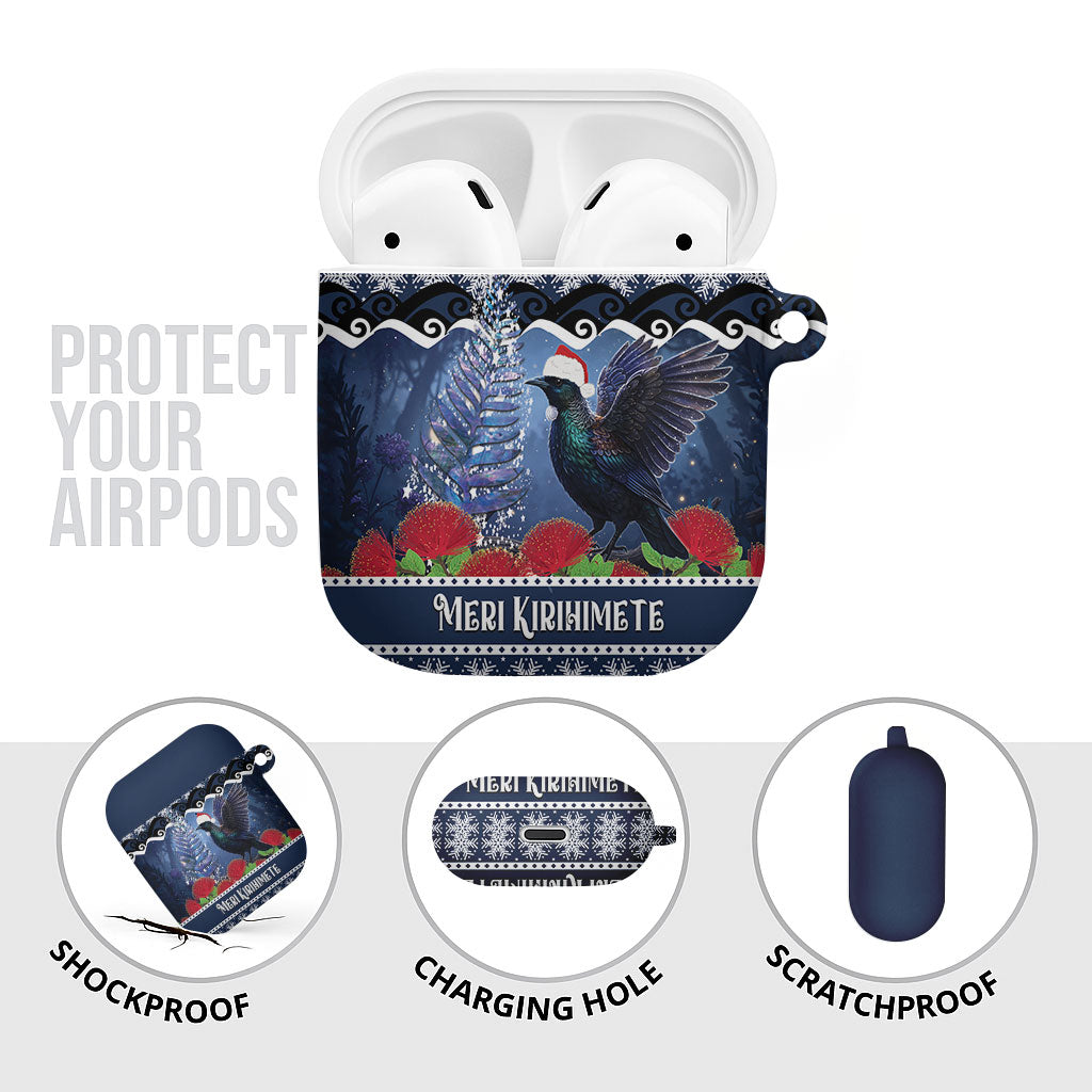 New Zealand Tui Bird Christmas AirPods Case Pohutukawa Xmas Tree Meri Kirihimete