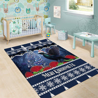 New Zealand Tui Bird Christmas Area Rug Pohutukawa Xmas Tree Meri Kirihimete
