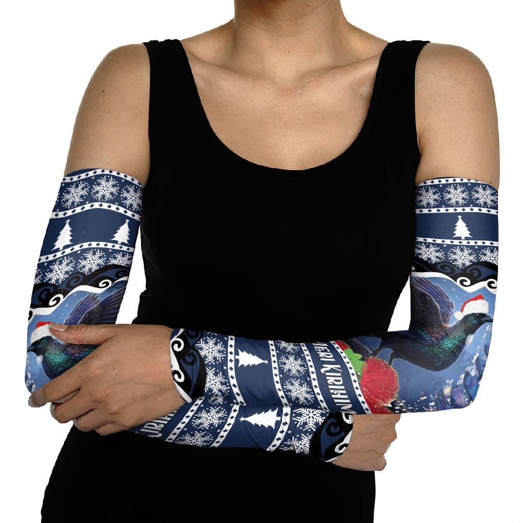 New Zealand Tui Bird Christmas Arm Sleeves Pohutukawa Xmas Tree Meri Kirihimete