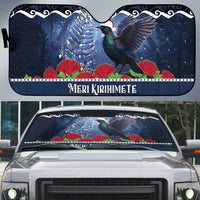 New Zealand Tui Bird Christmas Auto Sun Shade Pohutukawa Xmas Tree Meri Kirihimete