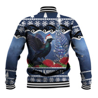 New Zealand Tui Bird Christmas Baseball Jacket Pohutukawa Xmas Tree Meri Kirihimete