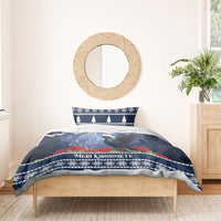 New Zealand Tui Bird Christmas Bedding Set Pohutukawa Xmas Tree Meri Kirihimete