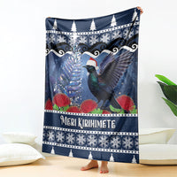 New Zealand Tui Bird Christmas Blanket Pohutukawa Xmas Tree Meri Kirihimete