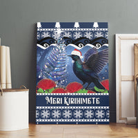 New Zealand Tui Bird Christmas Canvas Wall Art Pohutukawa Xmas Tree Meri Kirihimete